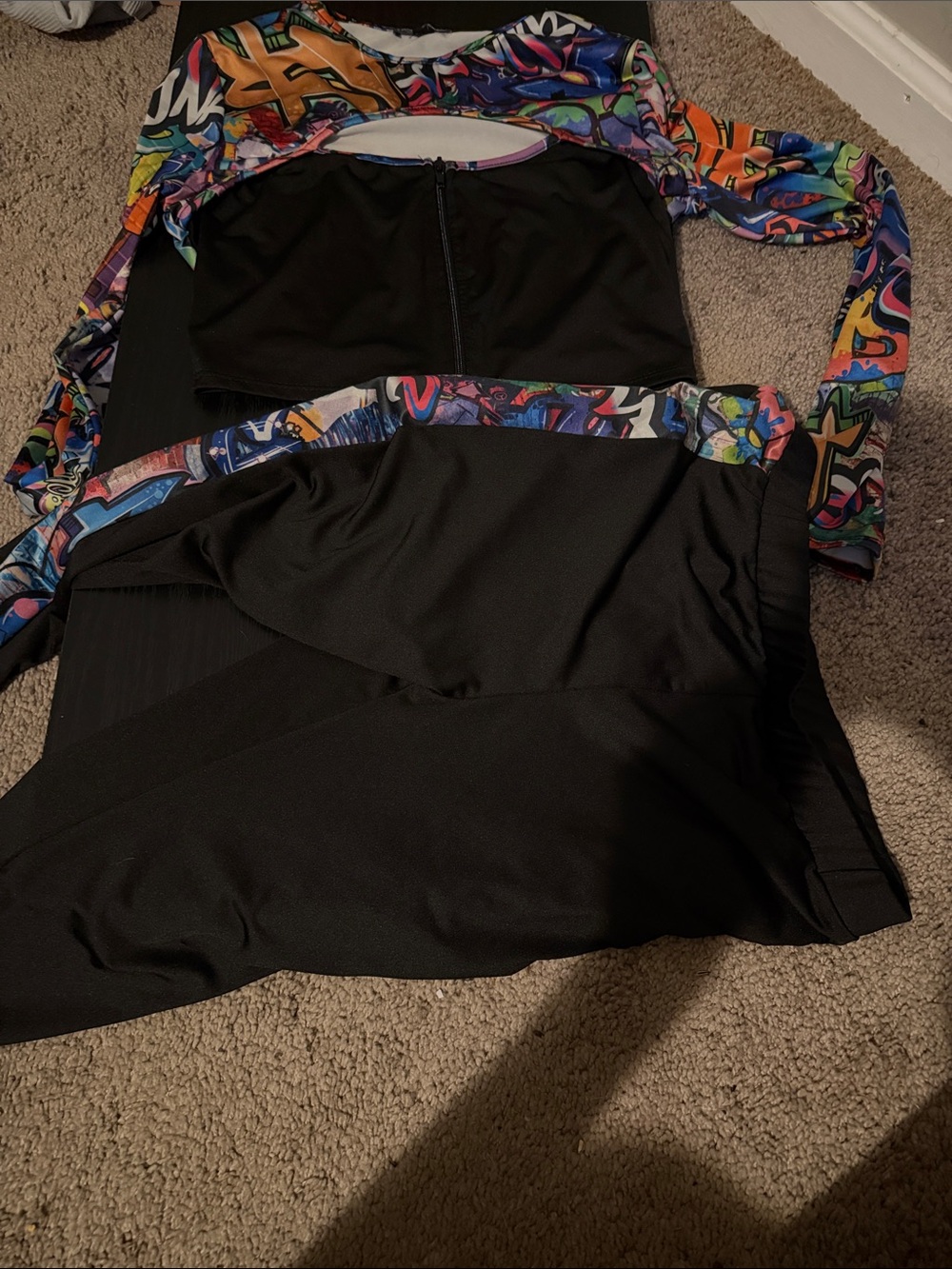 Women's Black Active Jumpsuit with Multicolor Trim